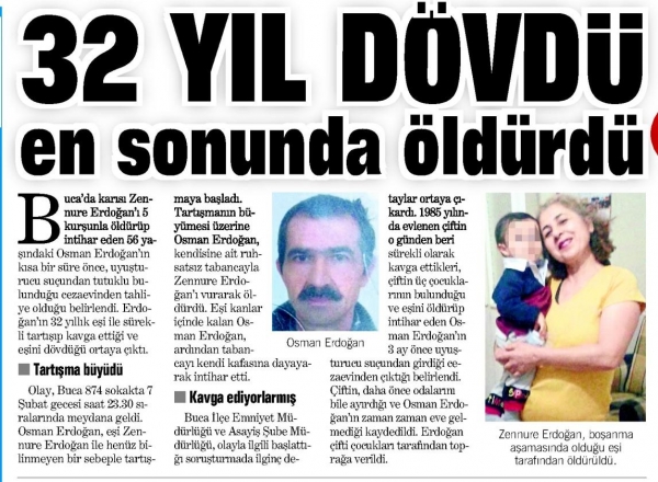 32 yıl dövdü