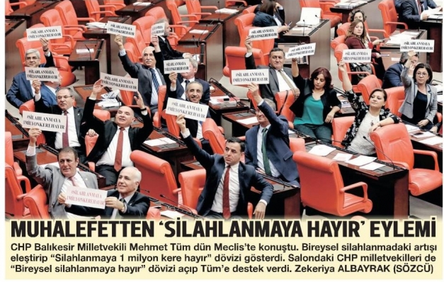 Meclis’te “Silahlanmaya 1 milyon kere hayır” eylemi