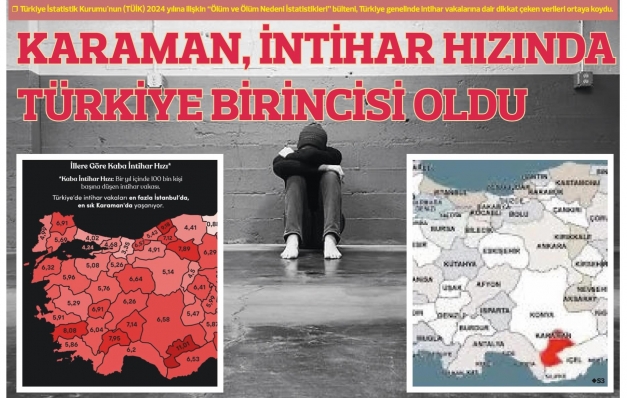 Karaman, intihar hızında Türkiye birincisi oldu